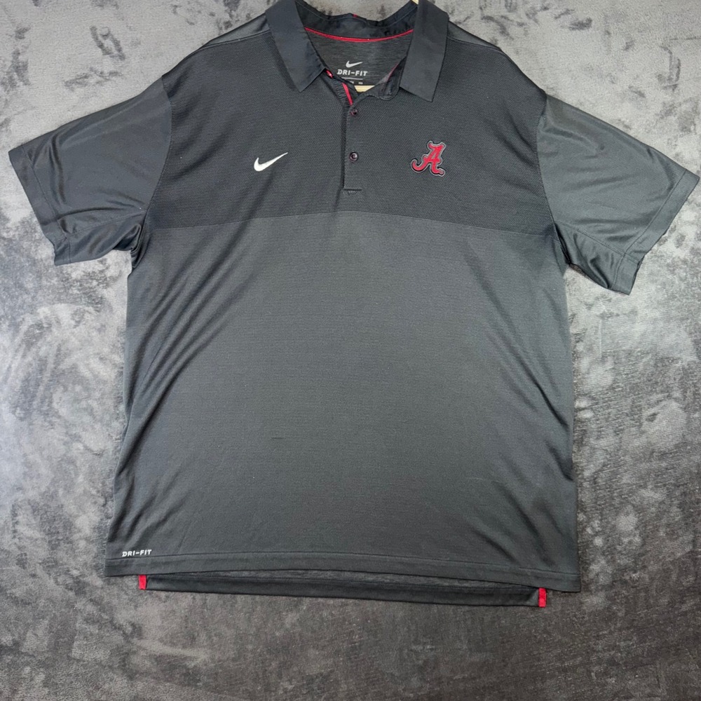 Mens XXL Nike Alabama Crimson Tide Polo Black Excellent Dri-FIT Golf Shirt - Picture 1 of 8